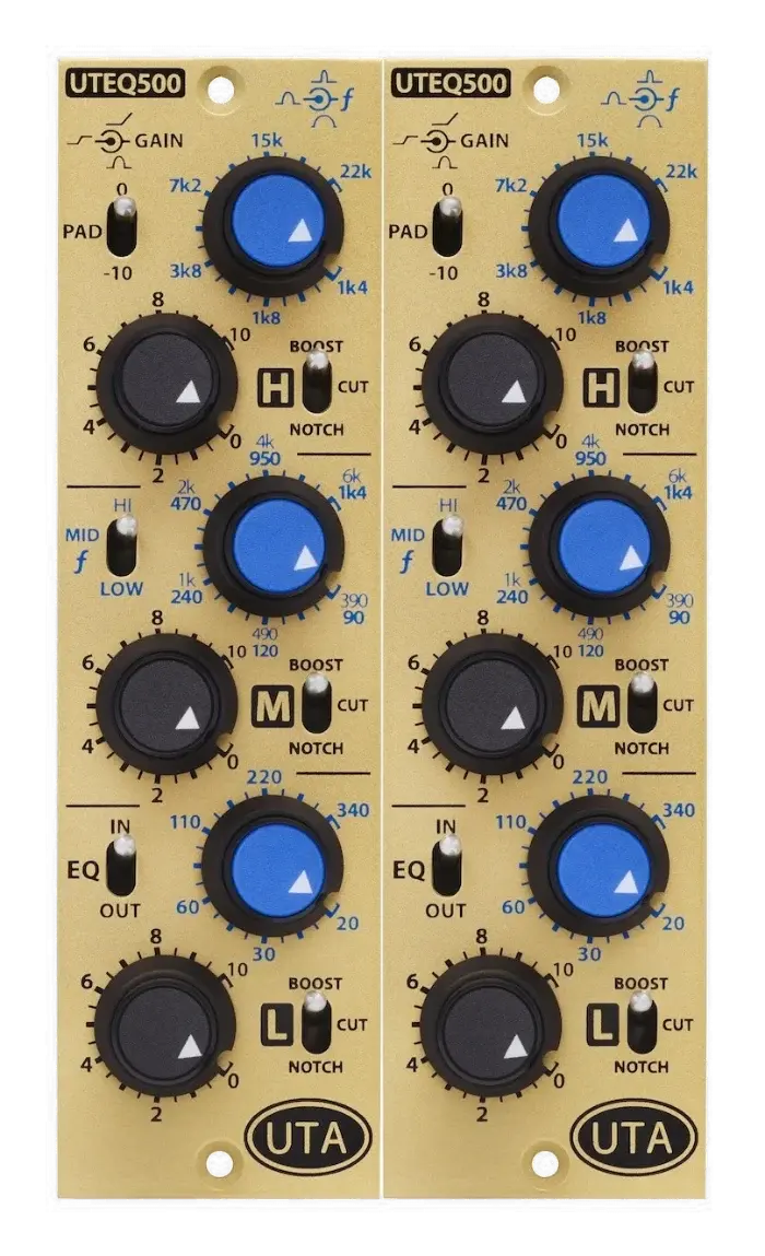 A pair of UTEQ500 500 series parametric EQ modules