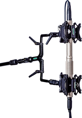 R-121 matched pair stacked on a FlexBar, side view